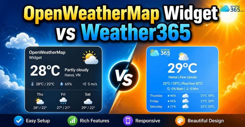 OpenWeatherMap Widget vs Weather365: Which One Fits Your Website Better?