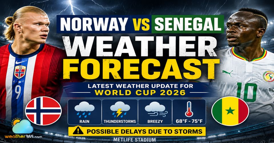 Norway vs Senegal Weather Forecast: Rain, Thunderstorms, and Fog
