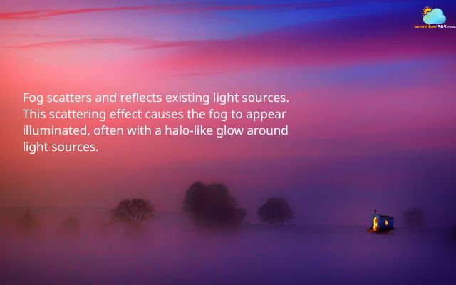 Scattering effect causes the fog to appear illuminated