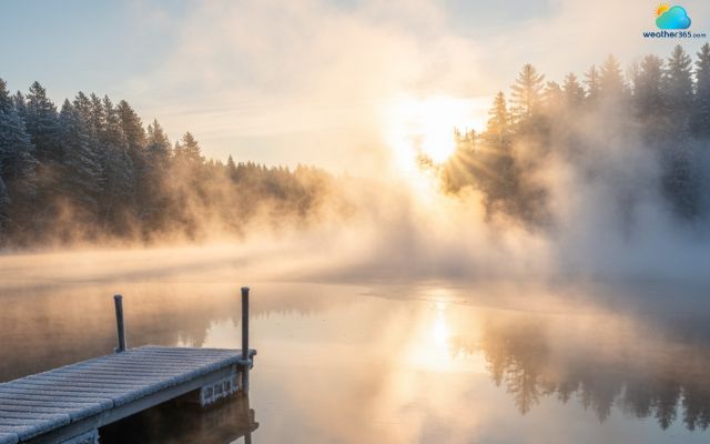 Steam fog often stays close to the water surface