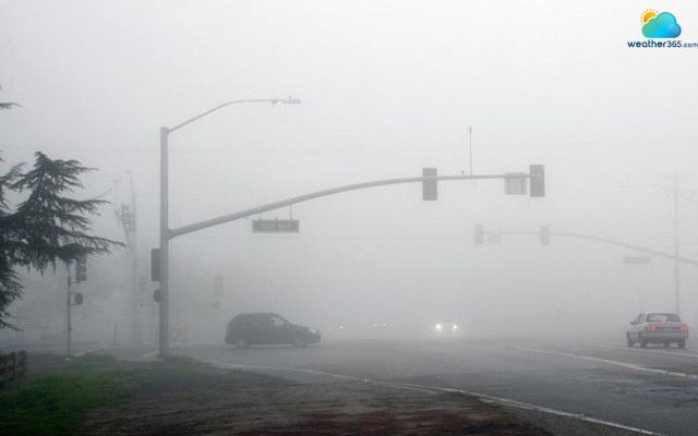  Dense fog in Hanford, California