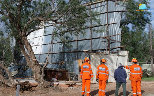Tin roof damaged at Port Pirie caravan park on Monday