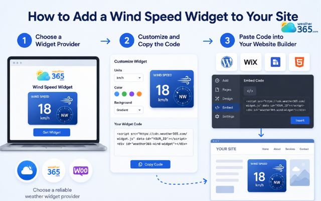 Easy steps to embed the Weather365 widget on a site