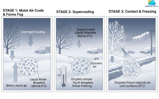  How is freezing fog formed?