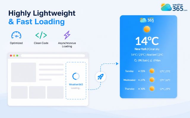 The Weather365 widget is lightweight