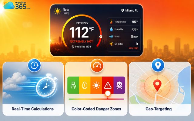 Features in a heat index widget