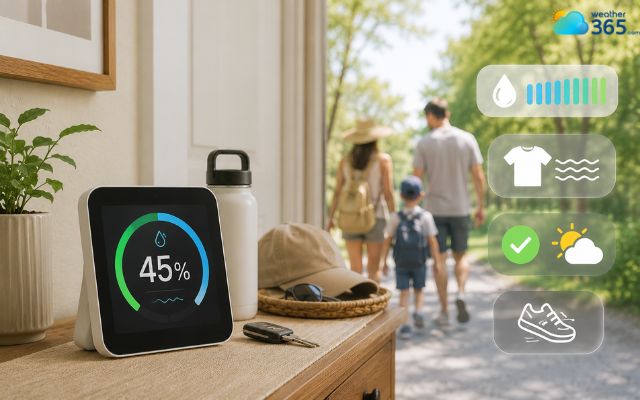 A humidity widget keeps users engaged and informed