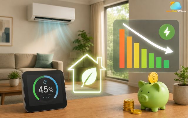 A humidity widget allows users to make smarter decisions