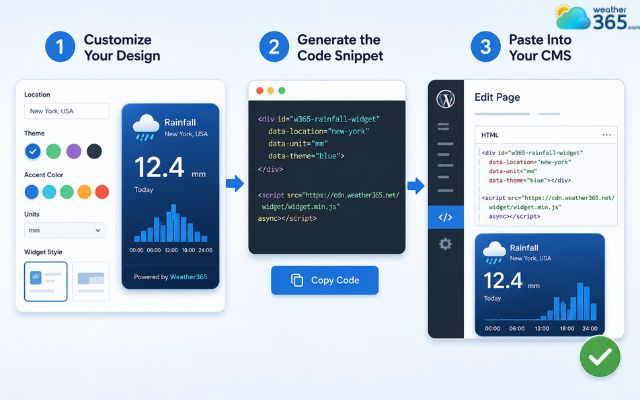 Quickly add a rainfall widget to your site