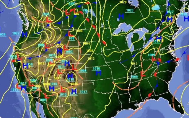 Step-by-step reading a surface weather map