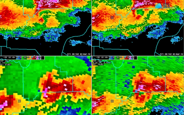 Base reflectivity measures precipitation intensity