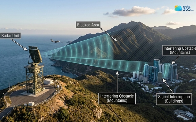 Radar signals can be blocked by hindrances