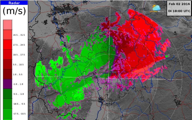 Doppler weather radar allows tracking wind movement