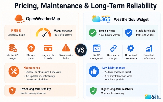 Weather365 Widget offers a simpler “install once and maintain less” experience