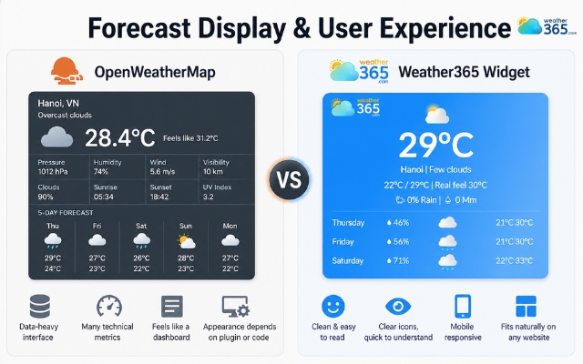 Weather365 widget focuses on fast readability and visual comfort