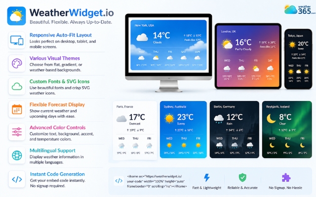 WeatherWidget.io focuses on visual presentation and flexibility