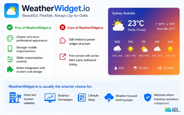 WeatherWidget.io is suitable for business homepages