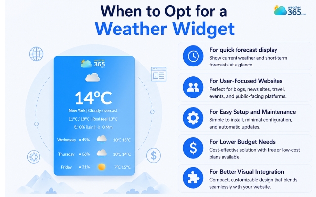 Situations where a weather widget is the best choice