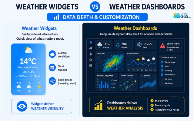 Weather dashboards display layered weather variables