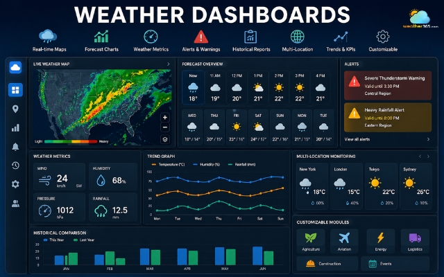 A weather dashboard contains far more elements than a standard widget