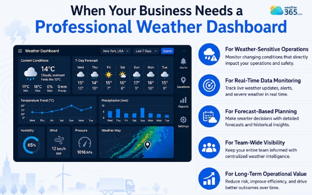 Weather dashboards are usually for weather-sensitive operations