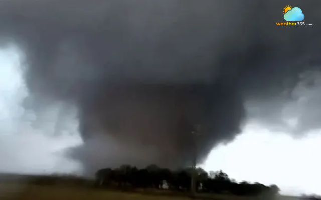 A huge tornado across the landscape near Lake City