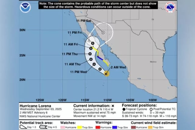  Hurricane Lorena tracker