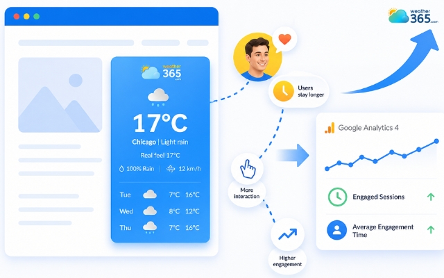 The weather widget provides live information