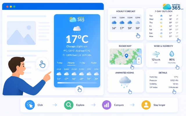 The weather widget is a mini interactive tool