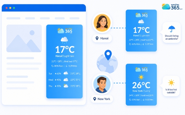 A weather widget makes the website feel less generic