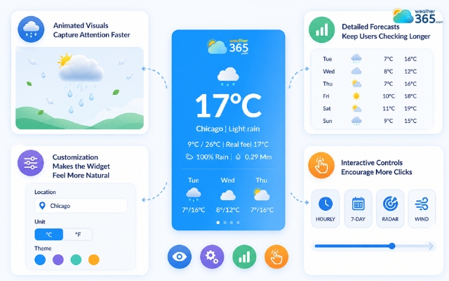 Unique features of a weather widget
