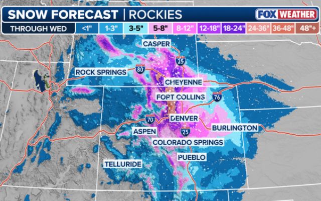 Snow forecast through the Rockies