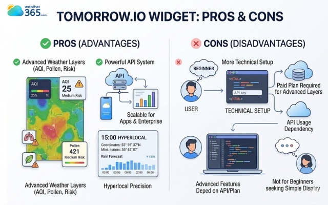 Pros and cons of using Tomorrow.io widget