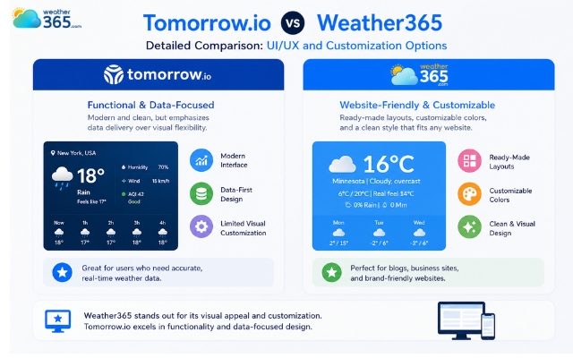 Weather365 widget has a stronger website-friendly design