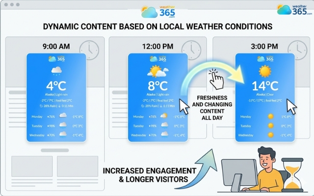A weather widget keeps part of your page changing all day