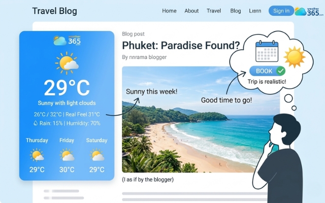 Weather widget helps users plan faster without leaving your blog