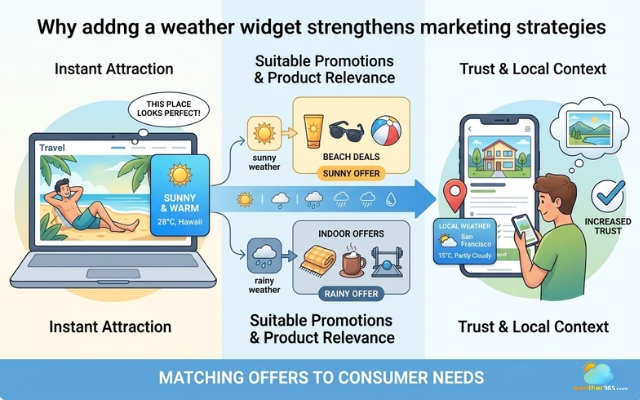 Weather widget helps your website market products
