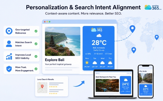 A weather widget also supports local pack SEO