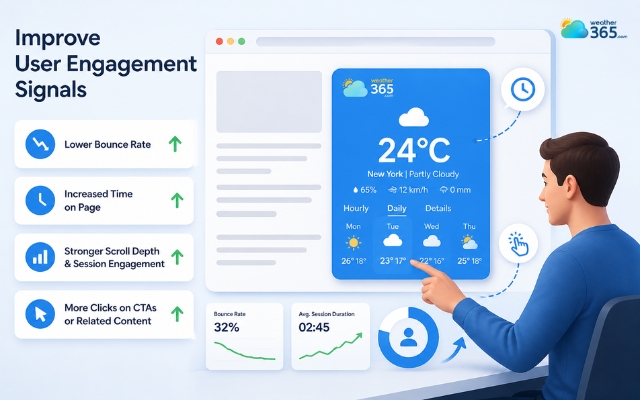 A weather widget turns a static page into an interactive one