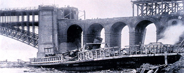 The Great St.Louis Tornado ripped away the Eads Bridge