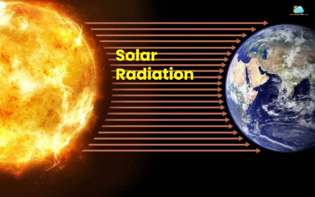 Difference in heating from solar radiation causes temperature variations