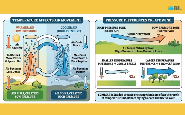 Temperature can directly affect air pressure