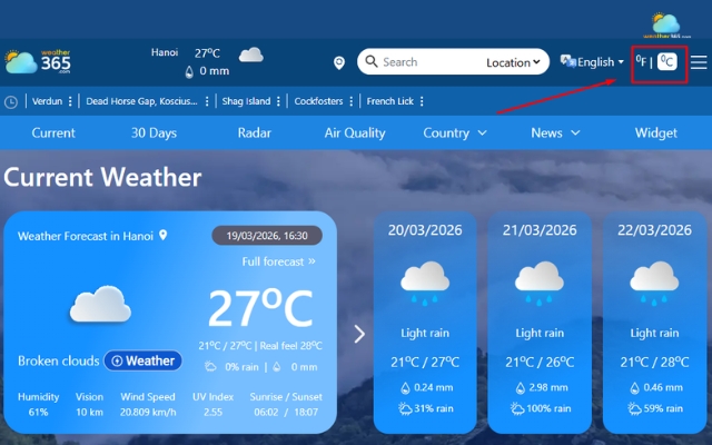 Easily convert the degree unit with Weather365