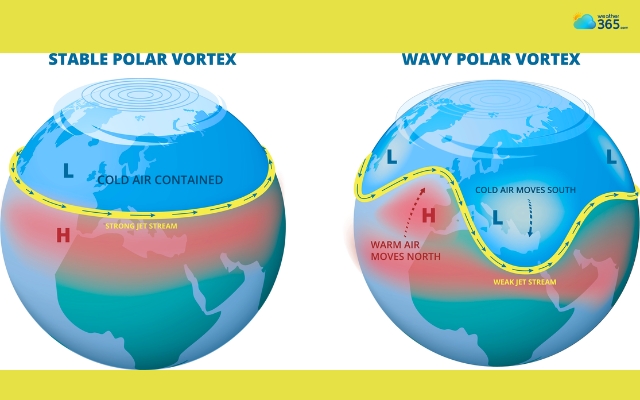 Unstable polar vortex leads to extreme cold events