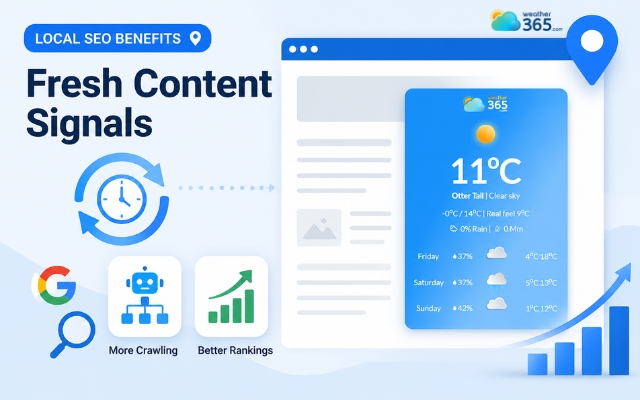 A weather widget instantly updates content on a page