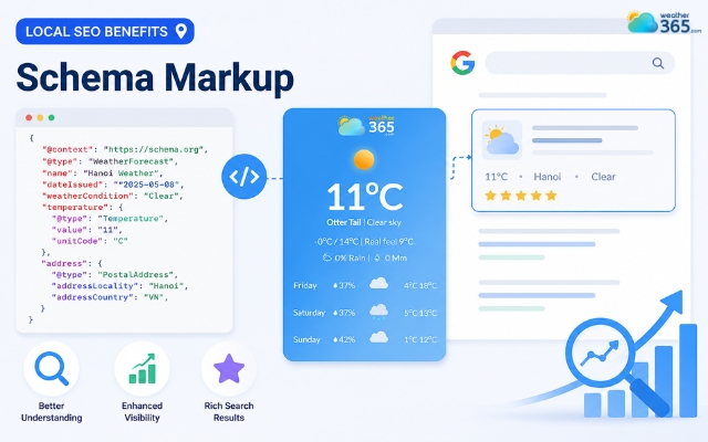 A weather widget improves how content appears in search results