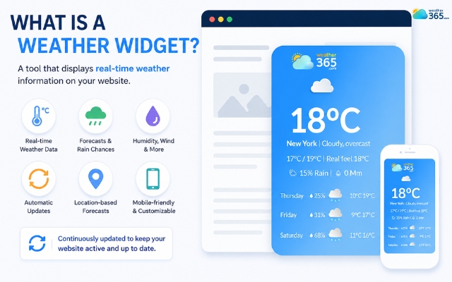 Weather widget is a tool that displays real-time weather