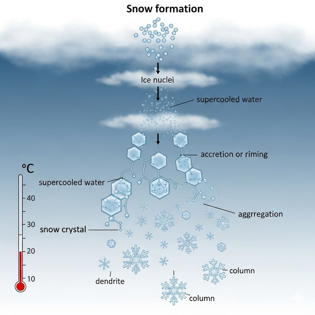  The process of snow formation
