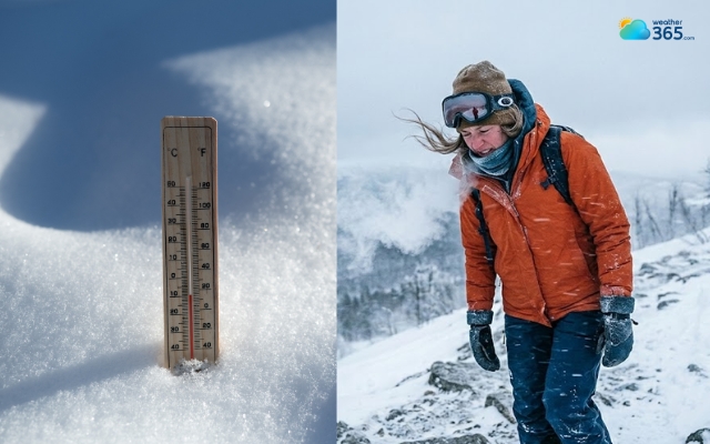 Wind chill indicates how much colder you feel when the wind is blowing