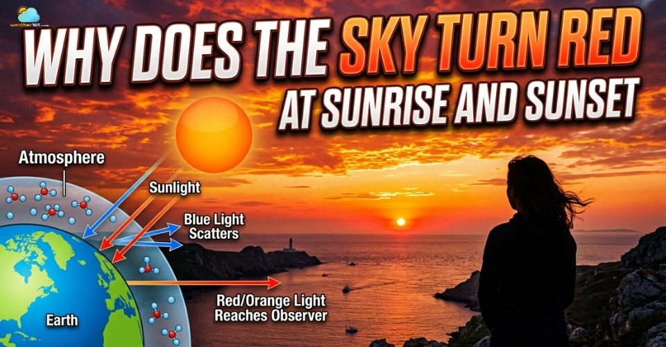 Why does the sky turn red at sunrise and sunset?